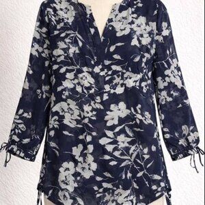 New Directions Women's Floral V-Neck Blouse - Size Small